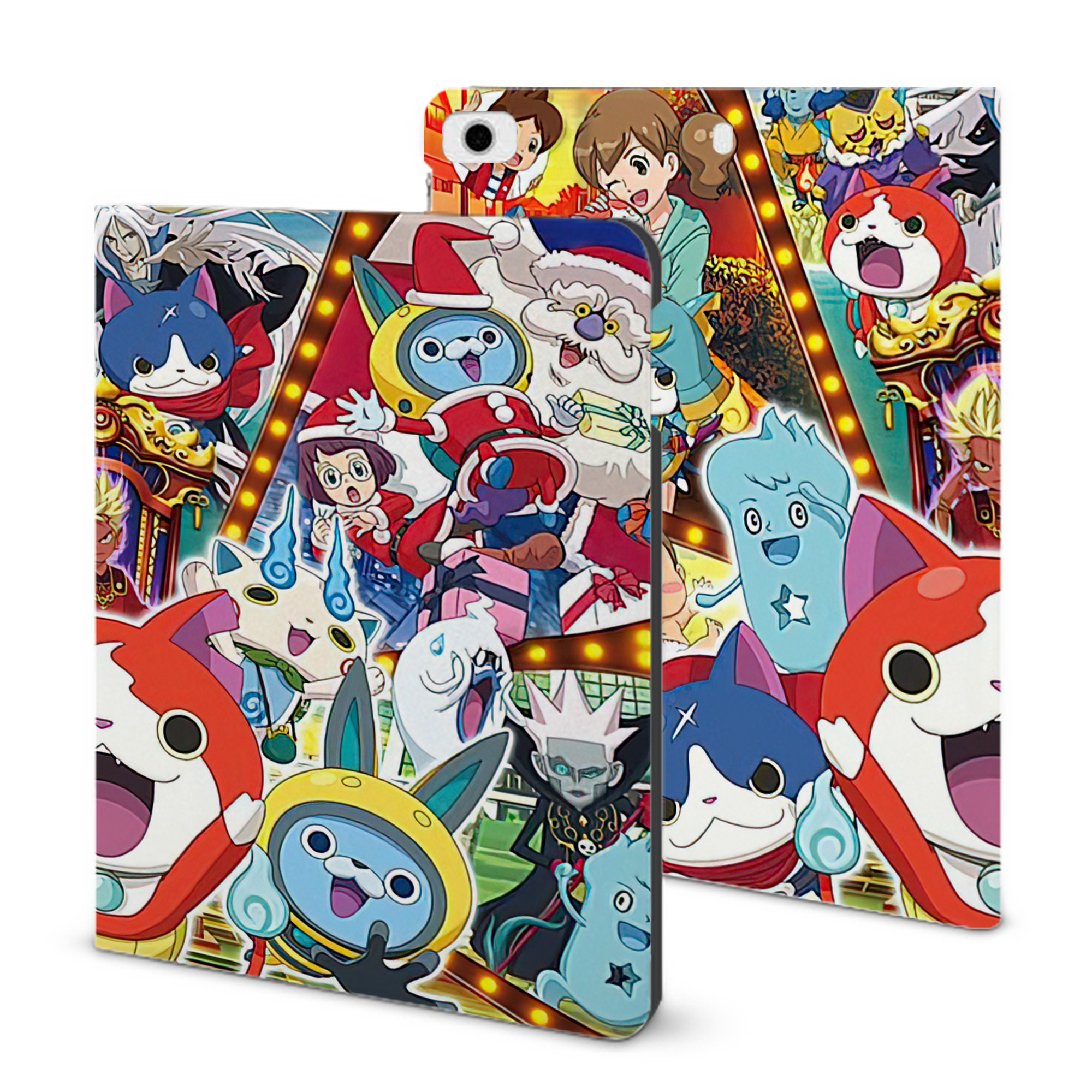 （画像用） 妖怪ウォッチ Yo-kai Watch IPad ケース ブック型 PUレザー TPU 耐衝撃 軽量 薄型 ペン収納なし 全面保護 IPad 各モデル対応